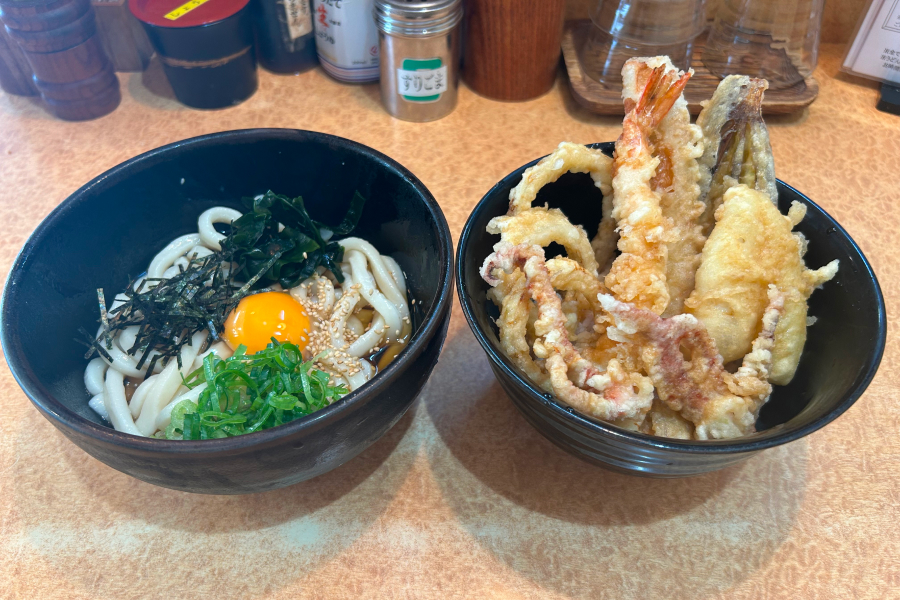 月見うどんと天丼
