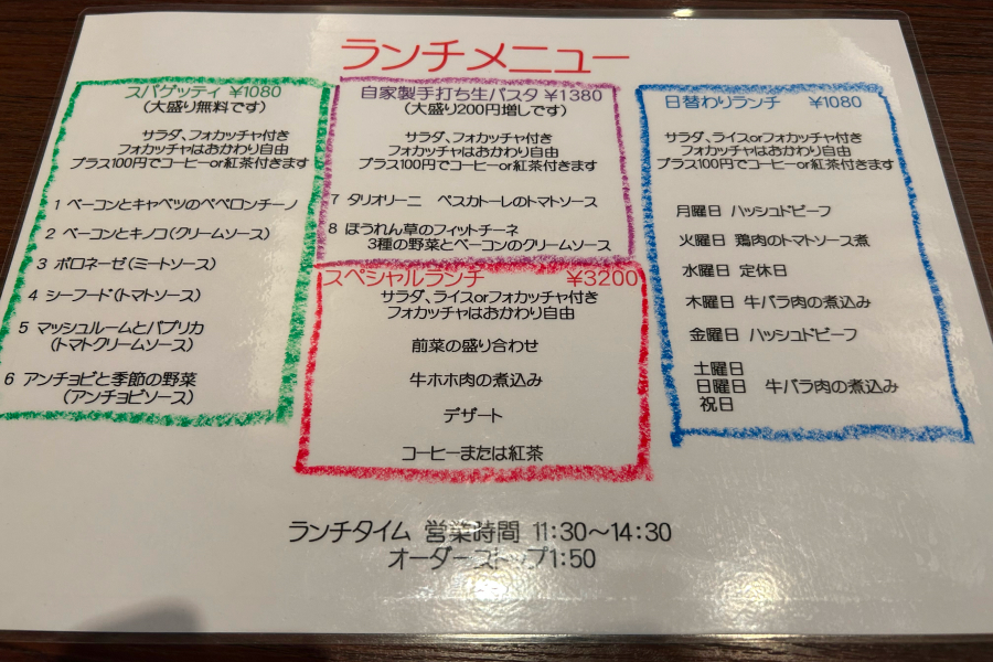 メニュー表