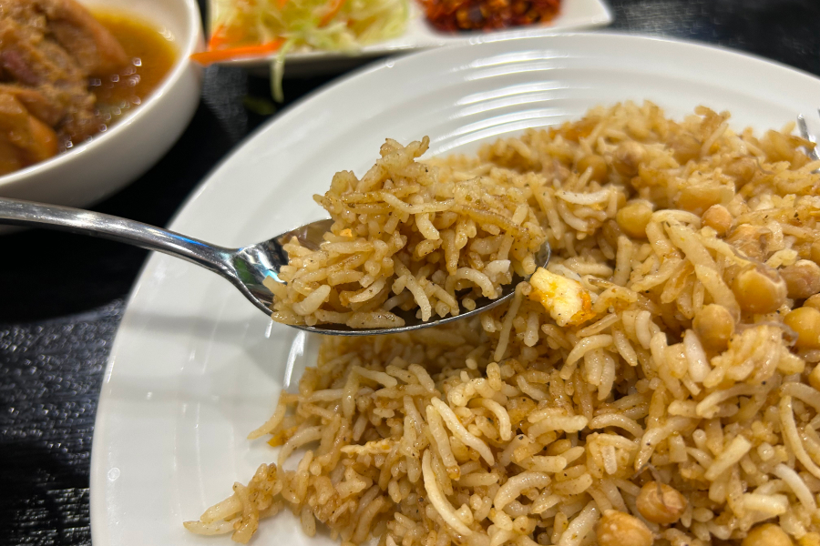 チャーハンのドアップ。