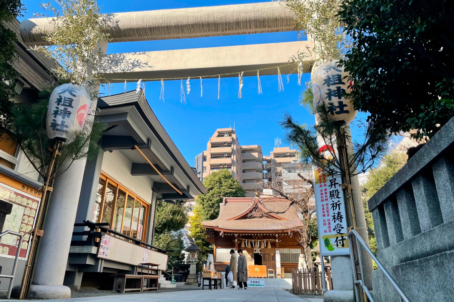 大塚天祖神社の鳥居前。