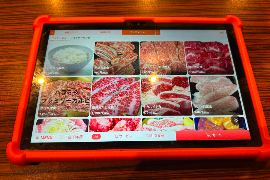 注文用タブレット。